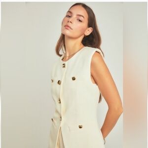 🔆 Endless Rose Cream Sleeveless Blazer Vest - Size MEDlUM,NWT